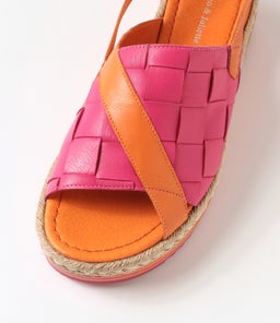 AMES DJL BRIGHT ORANGE FUCHSIA LEATHER