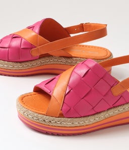 AMES DJL BRIGHT ORANGE FUCHSIA LEATHER