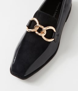ASHVIL DJ BLACK BLACK PATENT SUEDE