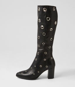 AKHILA DJ BLACK BLACK HEEL LEATHER