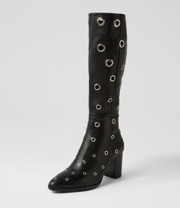 AKHILA DJ BLACK BLACK HEEL LEATHER