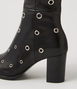 AKHILA DJ BLACK BLACK HEEL LEATHER