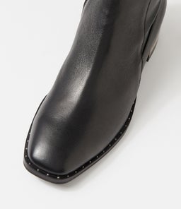 FOLMY DJ BLACK BLACK LEATHER STRETCH SMOOTH