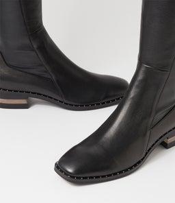 FOLMY DJ BLACK BLACK LEATHER STRETCH SMOOTH