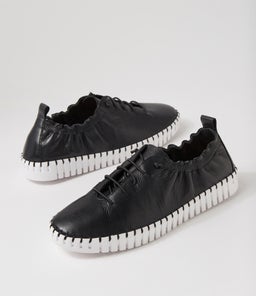 HAZELLE DJ BLACK WHITE SOLE LEATHER