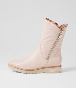 RHEMY DJ DUSTY PINK PINK LEOPARD LEATHER FUR