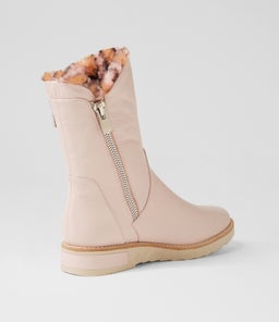 RHEMY DJ DUSTY PINK PINK LEOPARD LEATHER FUR