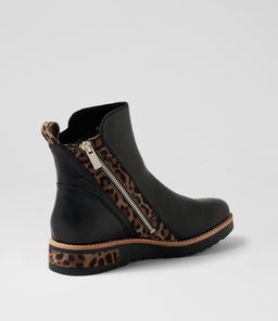 RHAIN DJ BLACK TAUPE LEOPARD LEATHER SUEDE