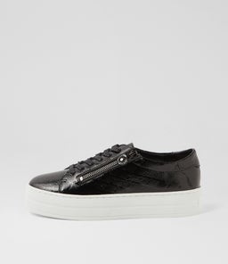 SHIONS DJ BLACK PRINT WHITE SOLE LEATHER