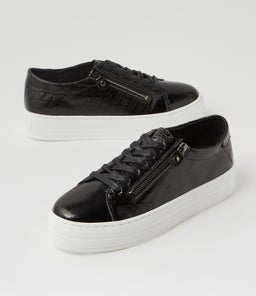 SHIONS DJ BLACK PRINT WHITE SOLE LEATHER