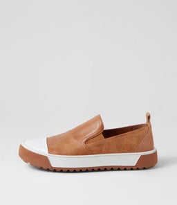 THERILLY DJ WHITE DK TAN LEATHER