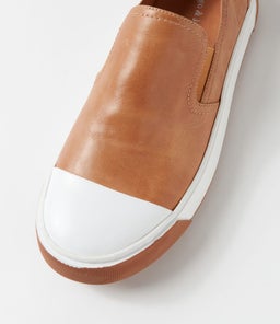 THERILLY DJ WHITE DK TAN LEATHER