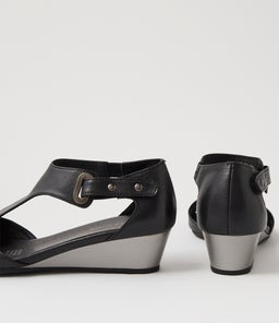 DEVALE DJ BLACK PEWTER HEEL LEATHER