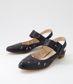 ENTLE DJ BLACK NATURAL HEEL LEATHER