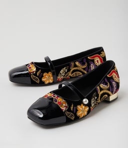 FYLING DJ BLACK BLACK EMBROIDERY PATENT VELVET