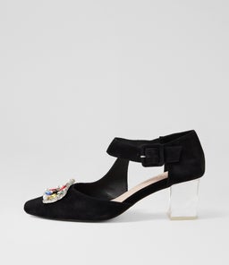 HARLEAN DJ BLACK CLEAR HEEL SUEDE