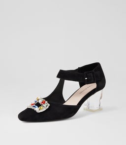 HARLEAN DJ BLACK CLEAR HEEL SUEDE