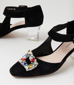 HARLEAN DJ BLACK CLEAR HEEL SUEDE