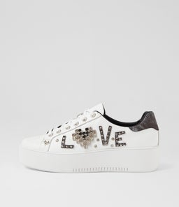 WAYORAS DJ WHITE BLACK DISTRESS DENIM LEATHER