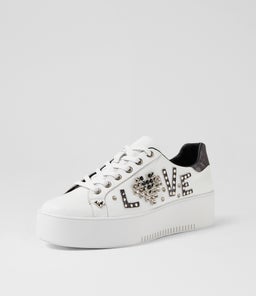 WAYORAS DJ WHITE BLACK DISTRESS DENIM LEATHER