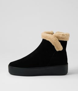 WARMER DJ BLACK BEIGE SUEDE FUR