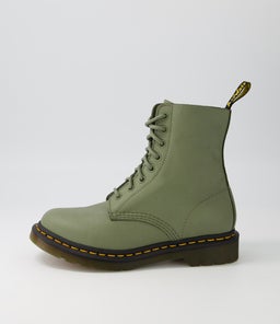 1460 PASCAL 8 EYE BOOT DM KHAKI GREEN LEATHER