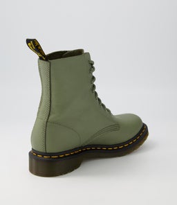 1460 PASCAL 8 EYE BOOT DM KHAKI GREEN LEATHER