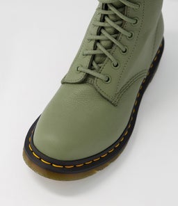 1460 PASCAL 8 EYE BOOT DM KHAKI GREEN LEATHER