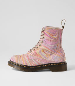 1460 PASCAL 8 EYE BOOT DM PINK ORANGE MARBLED SUEDE