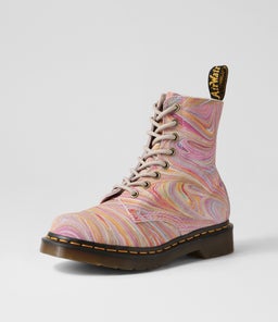 1460 PASCAL 8 EYE BOOT DM PINK ORANGE MARBLED SUEDE