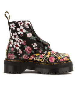 SINCLAIR JUNGLE BOOT DM BLACK FLORAL MASH UP LEATHER