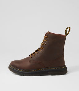 CREWSON 8 EYE BOOT DM DARK BROWN CRAZYHORSE LEATHER