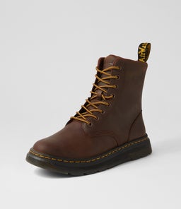 CREWSON 8 EYE BOOT DM DARK BROWN CRAZYHORSE LEATHER