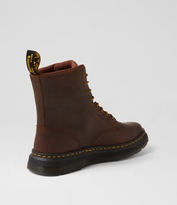 CREWSON 8 EYE BOOT DM DARK BROWN CRAZYHORSE LEATHER