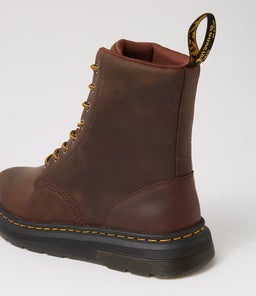 CREWSON 8 EYE BOOT DM DARK BROWN CRAZYHORSE LEATHER