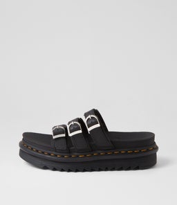 BLAIRE SLIDE DM BLACK LEATHER