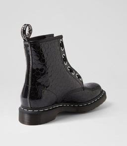 1460 JUNGLE 8 EYE BOOT DM BLACK FLOWER EMBOSSED PATENT LEATHER