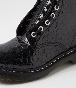 1460 JUNGLE 8 EYE BOOT DM BLACK FLOWER EMBOSSED PATENT LEATHER