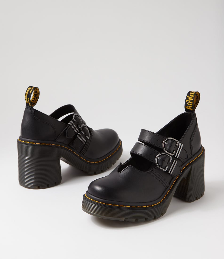 Leather Heeled Mary Jane Shoes Dr Martens Sofia Eviee Maryjane 