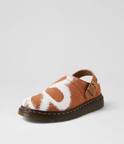 ISHAM BUCKLE MULE DM BROWN FLORAL CANVAS