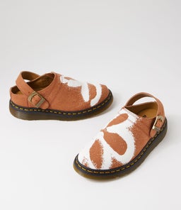 ISHAM BUCKLE MULE DM BROWN FLORAL CANVAS