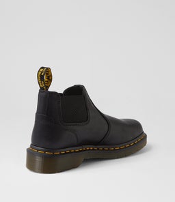 2976 CROP CHELSEA BOOT DM BLACK ROUGUE LEATHER