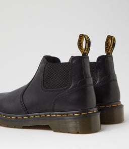 2976 CROP CHELSEA BOOT DM BLACK ROUGUE LEATHER