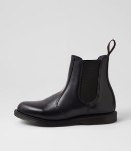 FLORA CHELSEA BOOT DM BLACK POLISHED SMOOTH LEATHER