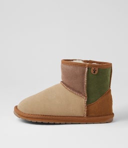 WALLABY MINI PATCHWORK JNR EM CHESTNUT SUEDE