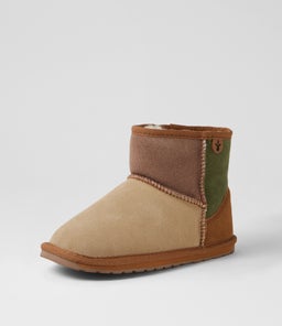WALLABY MINI PATCHWORK JNR EM CHESTNUT SUEDE