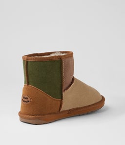 WALLABY MINI PATCHWORK JNR EM CHESTNUT SUEDE