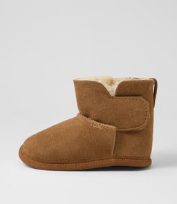 PLATINUM BABY BOOTIE PRE EM CHESTNUT SUEDE