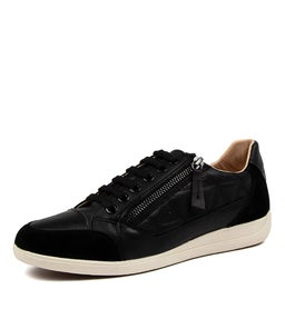 D MYRIA C LOW GE BLACK LEATHER SUEDE