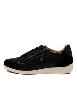 D MYRIA C LOW GE BLACK LEATHER SUEDE